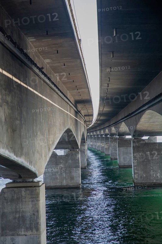 Storebaeltsbro Nyborg, Sund Bridge Fyn-Sjaelland, Fyn-Sealand, railway and motorway bridge, Great Belt, concrete construction, foundations, Baltic Sea, Fyn, Fyn Island, Funen, Denmark, Scandinavia, Europe