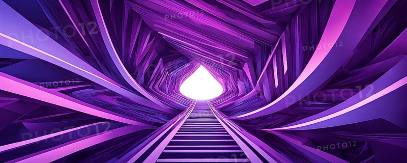 Abstract geometric pattern tunnel structure embodying data streams and communication in magenta hues, AI generated