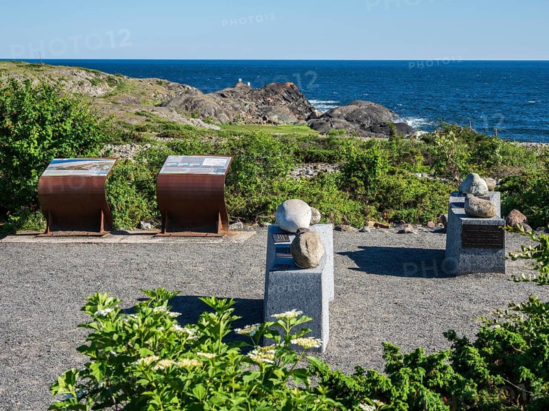 Exhibition of different rock types moved by glacial streams, beach Molen, west of Larvik, Norway, Europe