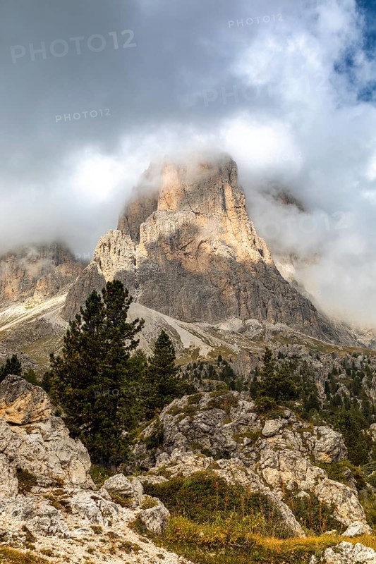 Stone city under the Sassolungo, Passo Sella, South Tyrol