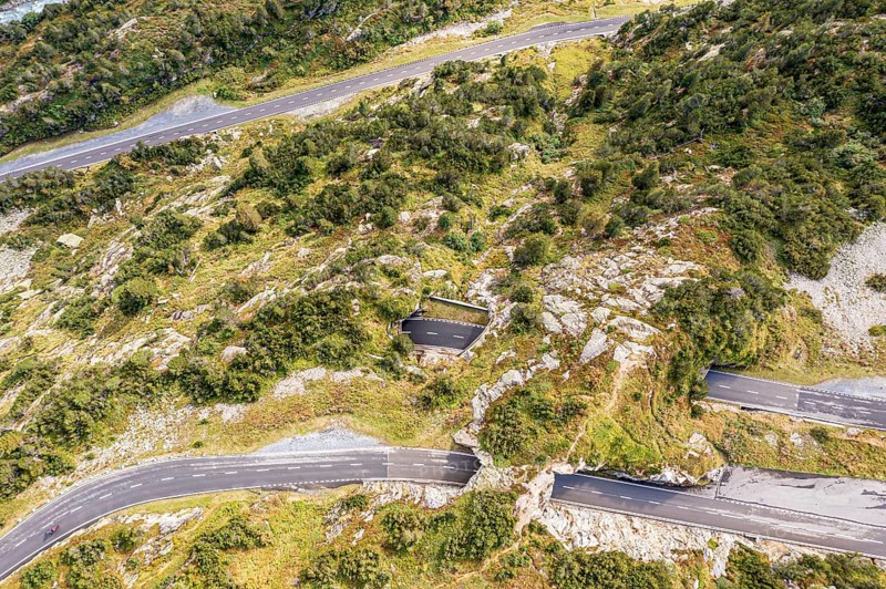 Aerial view of Sustenpass, swiss mountain pass, Switzerland, Europe