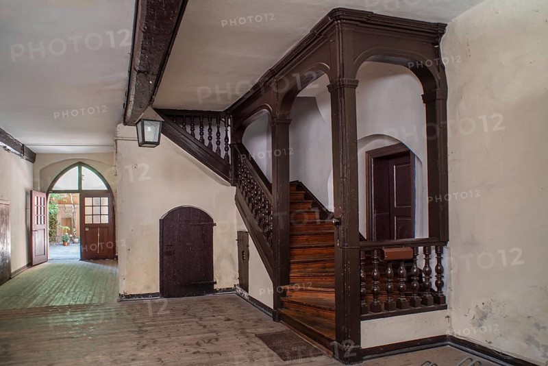 Historic entrance hall of a residential and commercial building in the old town centre, Nuremberg, Central Franconia, Bavaria, Germany, Europe