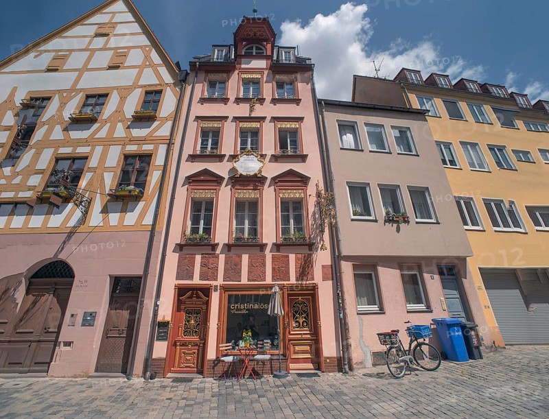 Restored, historic old town houses, Weissgerbergasse, Nuremberg, Middle Franconia, Bavaria, Germany, Europe