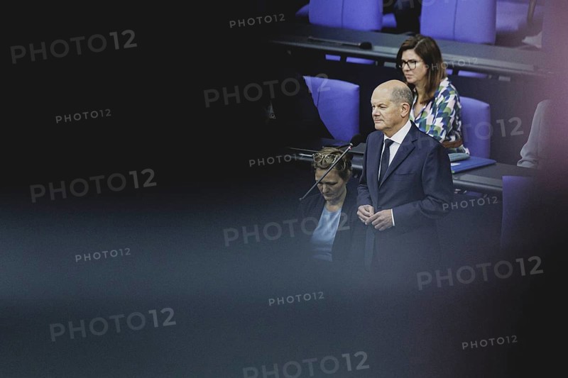 Olaf Scholz (SPD), Federal Chancellor, recorded during a government questioning in the German Bundestag in Berlin, 3 July 2024