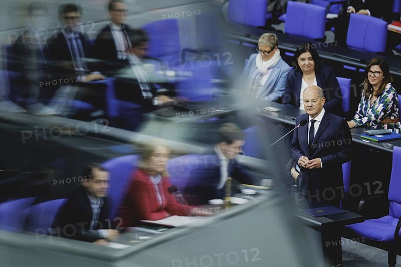 Olaf Scholz (SPD), Federal Chancellor, recorded during a government questioning in the German Bundestag in Berlin, 3 July 2024