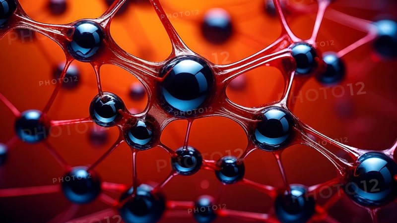 Network of interconnected shapes inspired by the structure of spider silk representing strength and flexibility in material science, AI generated