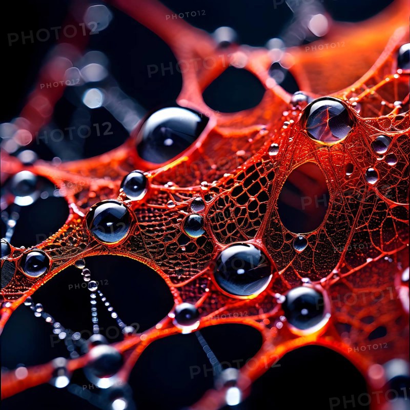 Network of interconnected shapes inspired by the structure of spider silk representing strength and flexibility in material science, AI generated