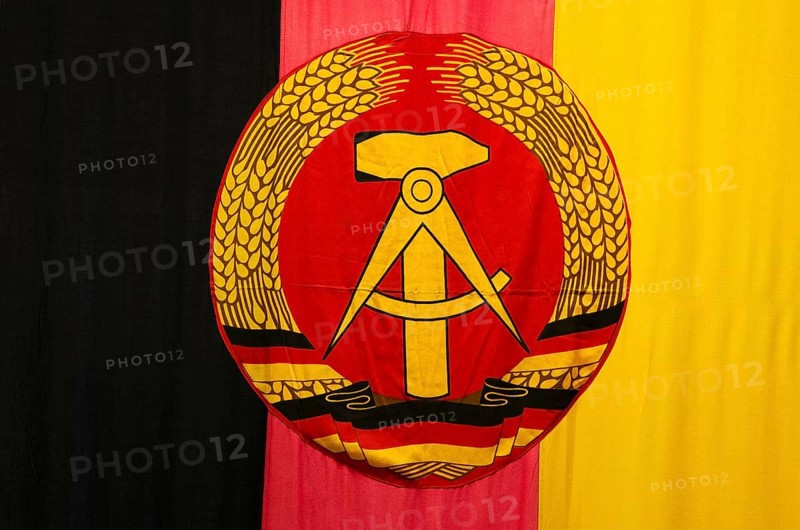 Close-up of the former ddr gdr german flag in black red gold