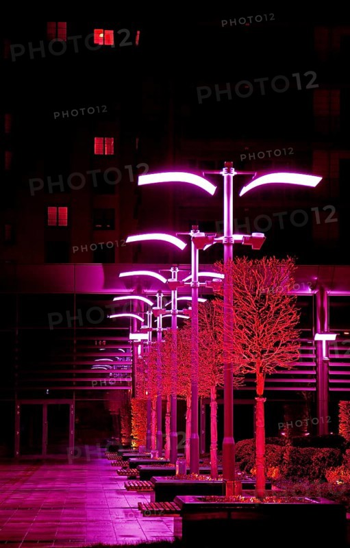 City lights and modern architecture