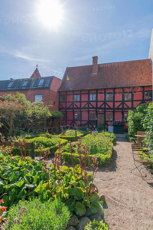 Kerteminde, Museum Farvergarden, colour garden or dye garden, cultural history, half-timbered house, Great Belt, Fyn, Fyn Island, Baltic Sea, Denmark, Europe
