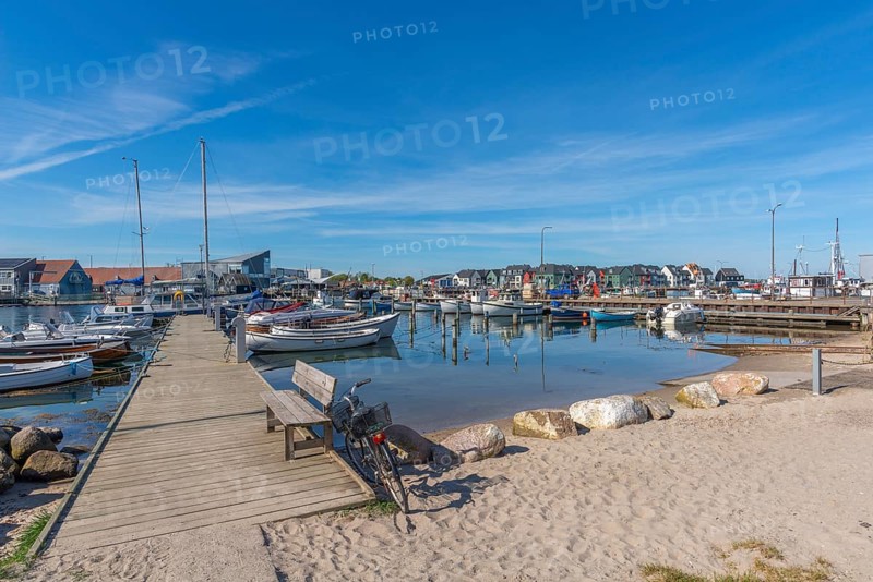 Kerteminde fishing harbour, jetty, beach, Great Belt, Fyn, Fyn Island, Baltic Sea, Denmark, Europe