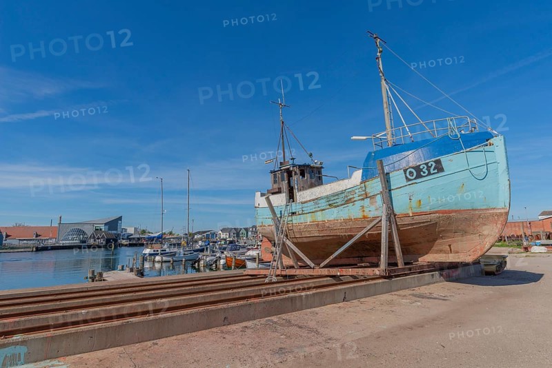 Kerteminde small repair yard, fishing boat, sailing harbour, Great Belt, Fyn, Fyn Island, Baltic Sea, Denmark, Europe