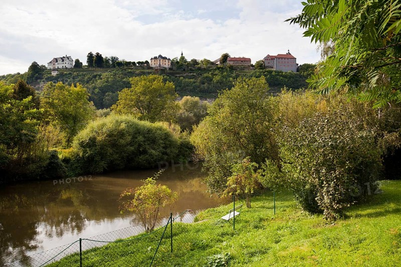 Dorndorf park on the Saale river with a view of the Dornburg castles Palace Dornburg overlooking an idyllic park on the river Saale