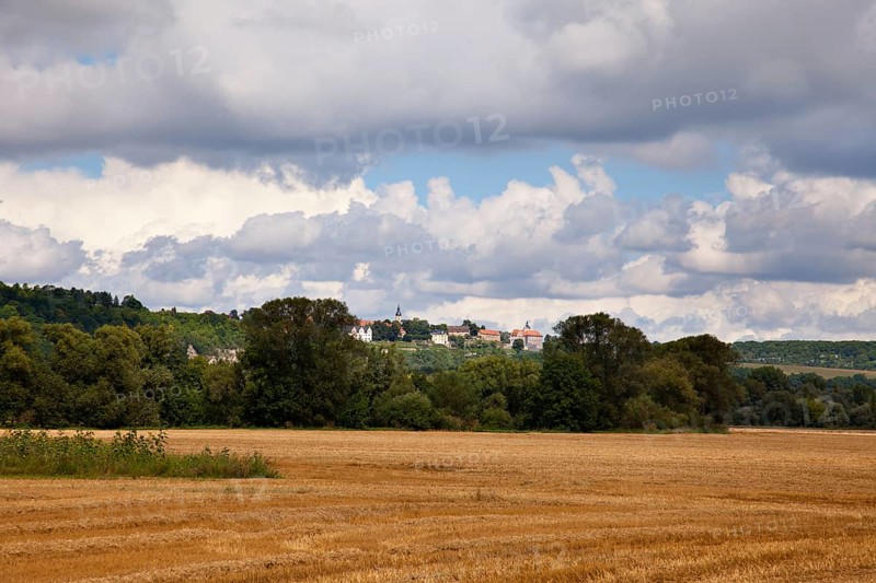 A landscape near Dorndorf with a view of the Dornburg locks a landscape with thorn village overlooking the Dornburg locks