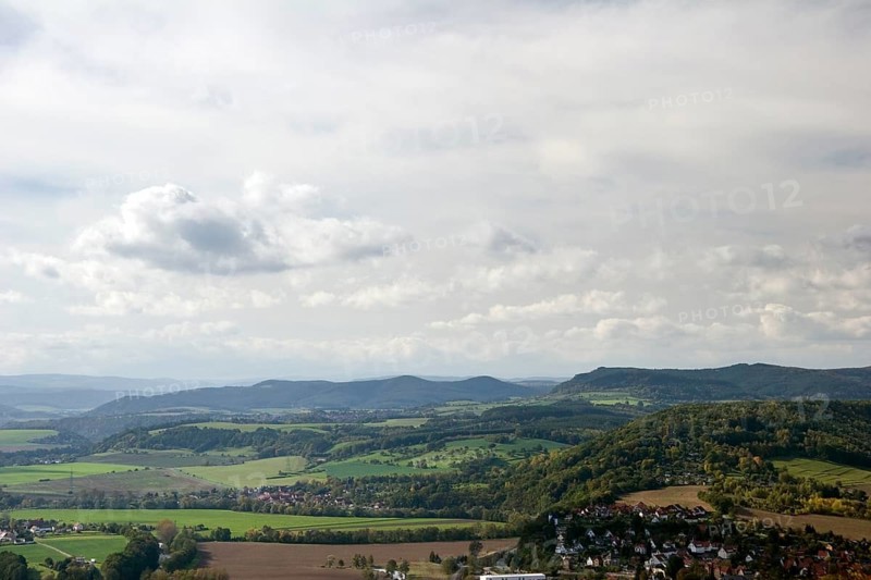 View of the Saale valley of the Salleholzland from the Leuchtenburg castle near Kahla in Thuringia