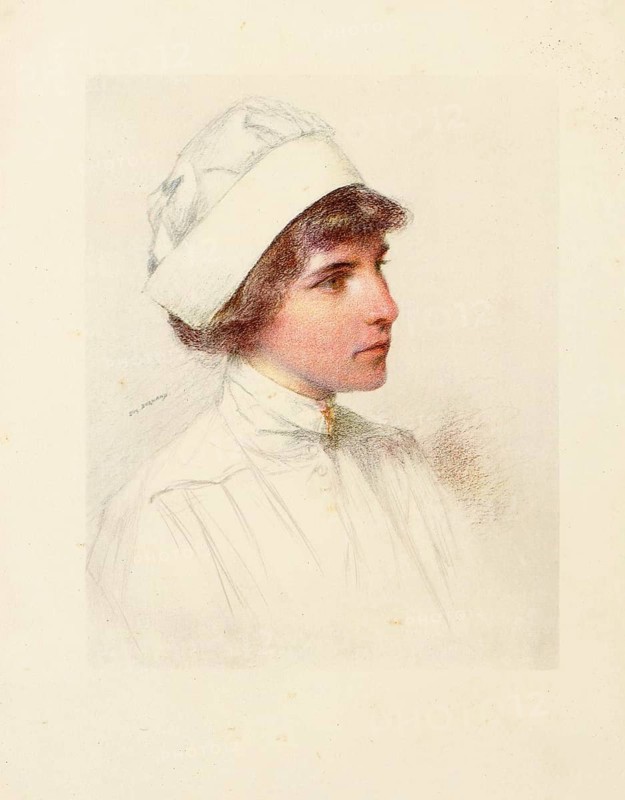 The Allies in World War I, America, Hospital Nurse, Miss HWS, from Christianburg, Virginia, Historical, digitally restored reproduction from a 19th century original, Record date not stated
