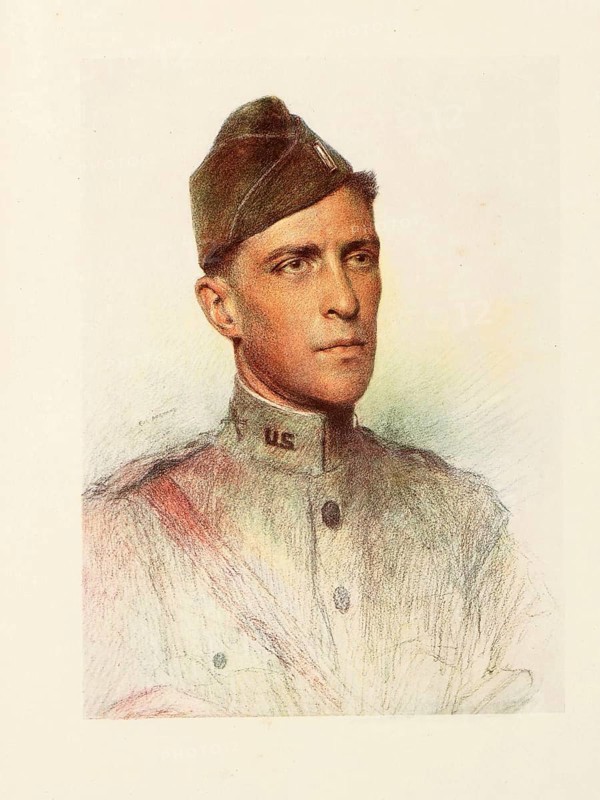 The Allies in the First World War, America, Infantry Officer, Lieutenant La Rue from Los Angeles, California, Historical, digitally restored reproduction from a 19th century original, Record date not stated