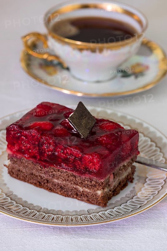 Raspberry cake on a plate