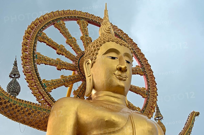 Buddha portrait, Great Buddha Temple, Wat Phra Yai, on Ko Phan, Koh Samui, Thailand, Asia
