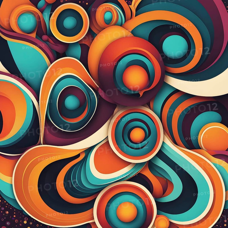 Abstract organic shapes converge in a kaleidoscope of vibrant colors in a minimalist design, AI generated