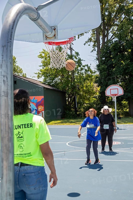 Detroit, Michigan, The Basketball Free Throw at the Detroit Senior Olympics. The three-day competition for residents over 50 was organized by the city's Parks and Recreation Division