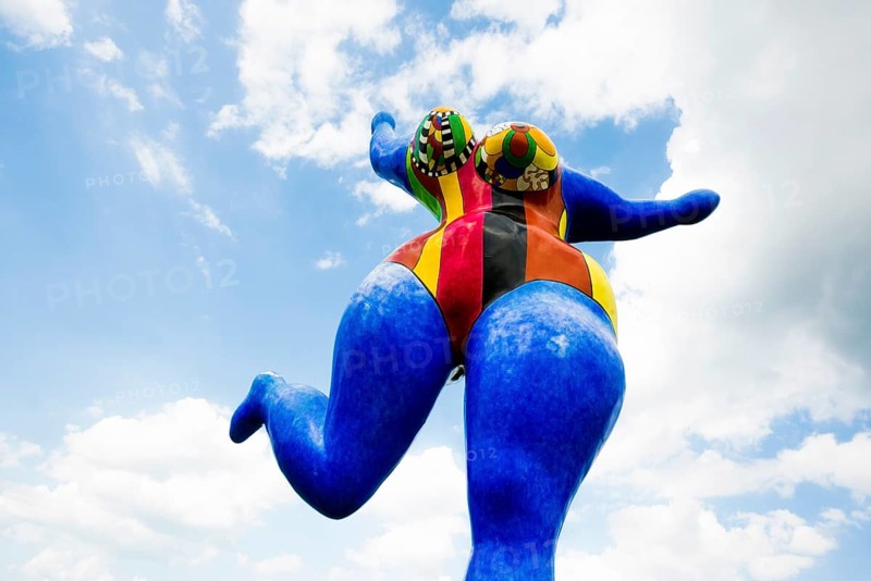 Würth Museum 2, Sculpture Blue Nana by Niki de Saint Phalle, Gaisbach, Künzelsau, Baden-Württemberg, Germany, Europe