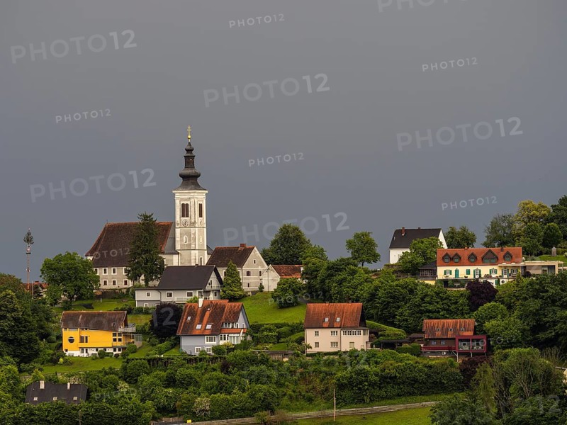 Frauenberg pilgrimage church in the evening light, near Leibnitz, Styria, Austria, Europe