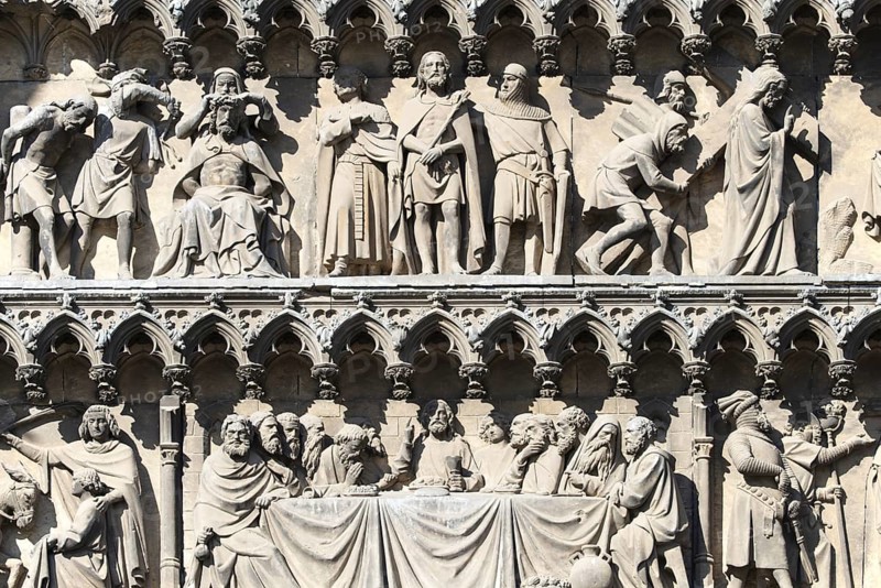 Detail of the Passion portal, south transept façade, Cologne Cathedral, Cologne, North Rhine-Westphalia, Germany, Europe