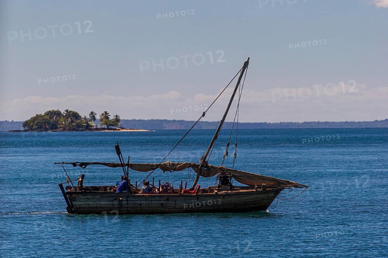 A fisher boat in a creek of Tsarabanjina island near Nosy Be