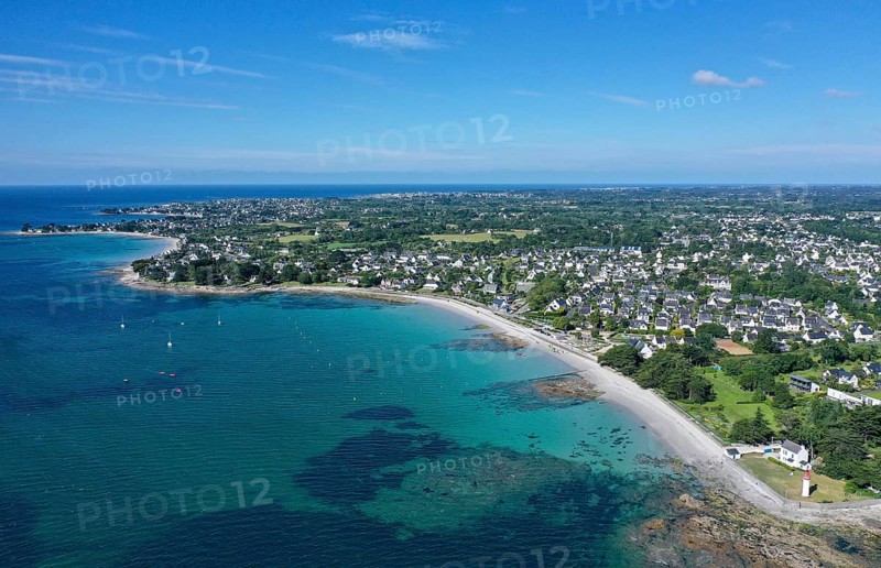 Aerial view of the coast of Loctudy, Finistere Penn ar Bed department, Brittany Breizh region, France, Europe