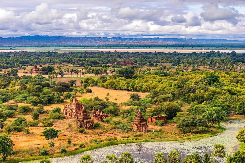 The old ruins in the landscape of Bagan