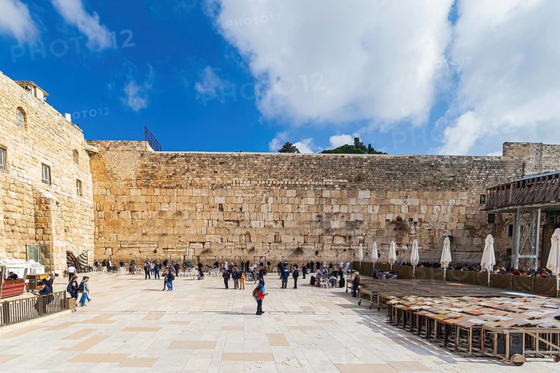 The Western Wailing Wall of Ancient Temple Jerusalem Israel. Built in 100BC by Herod the Great on the Temple Mount