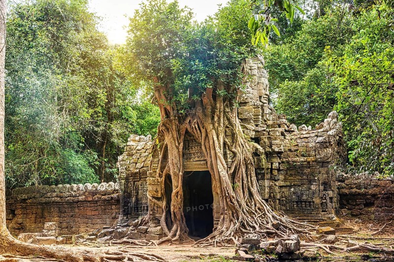 Panorama of Ta Som temple in complex Angkor Wat in Siem Reap, Cambodia in a summer day