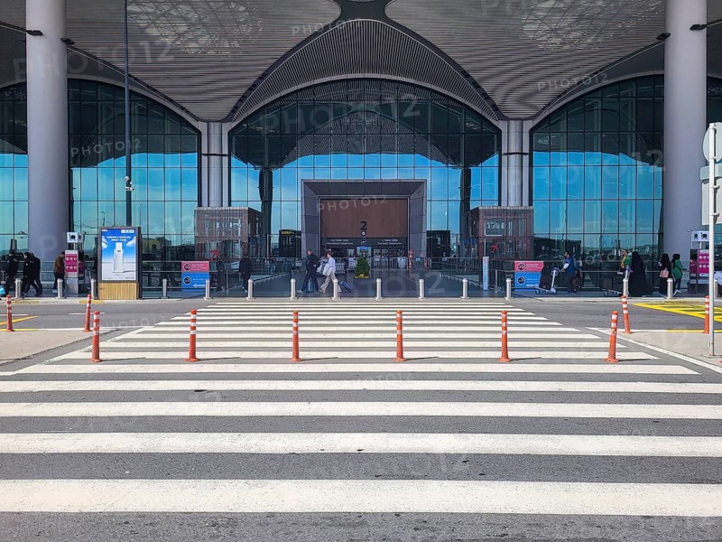 Entrance to the terminal building of the new Istanbul Airport Ataturk