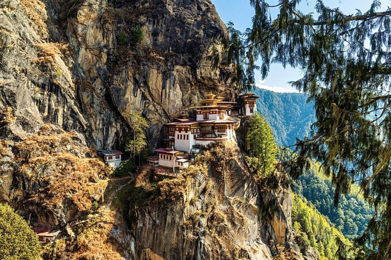 View of Taktshang Monastery on the mountain in Paro, Bhutan, Asia