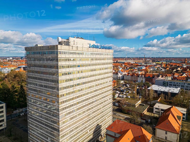 Aerial view of the Leibnitz University and the Max Planck Institute of Gravitational Physics