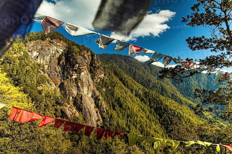 View of Taktshang Monastery on the mountain in Paro, Bhutan, Asia