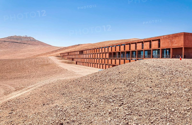 External view of the base camp La Residenzia, where the astronomers rest