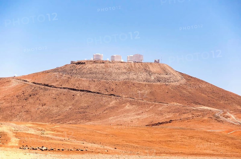 The giant telescopes of the Very Large Telescope VLT located on the Paranal hill