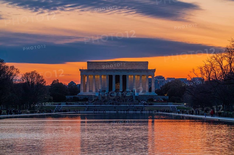 Tourists at the Lincoln Memorial in Washington D.C