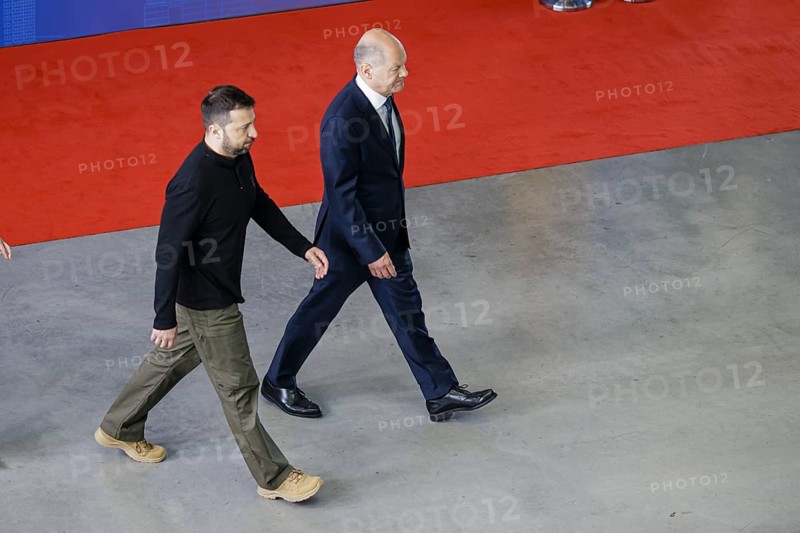 Ukraine Recovery Conference URC. Olaf Scholz (SPD), Federal Chancellor, and the Ukrainian President Volodymyr Selenskyj on their way to the family photo. .Berlin, 11.06.2024. Photographed on behalf of the Federal Ministry for Economic Cooperation and Development