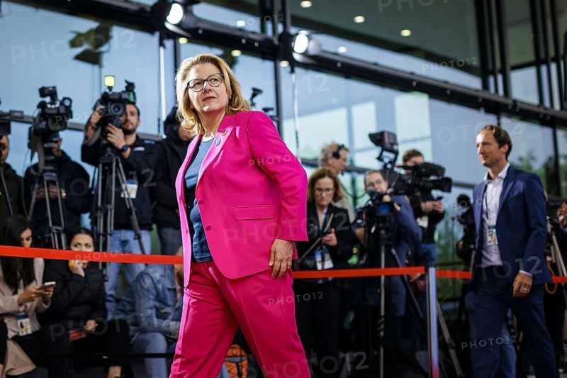 Ukraine Recovery Conference URC. Svenja Schulze (SPD), Federal Minister for Economic Cooperation and Development, at a door step statement .Berlin, 11 June 2024. Photographed on behalf of the Federal Ministry for Economic Cooperation and Development