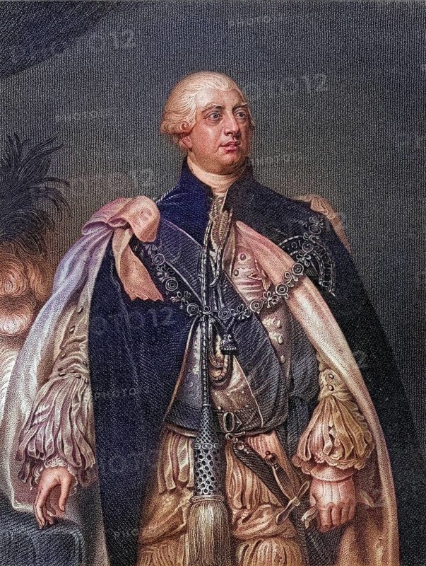 George III, 1738-1820, George William Frederick. King of Great Britain and Ireland and King of Hanover 1815-1820, engraving by W. Holl after Sir T. Lawrence. From the book National Portrait Gallery Volume I, published in 1830, digitally restored reproduction from a 19th century original, record date not stated