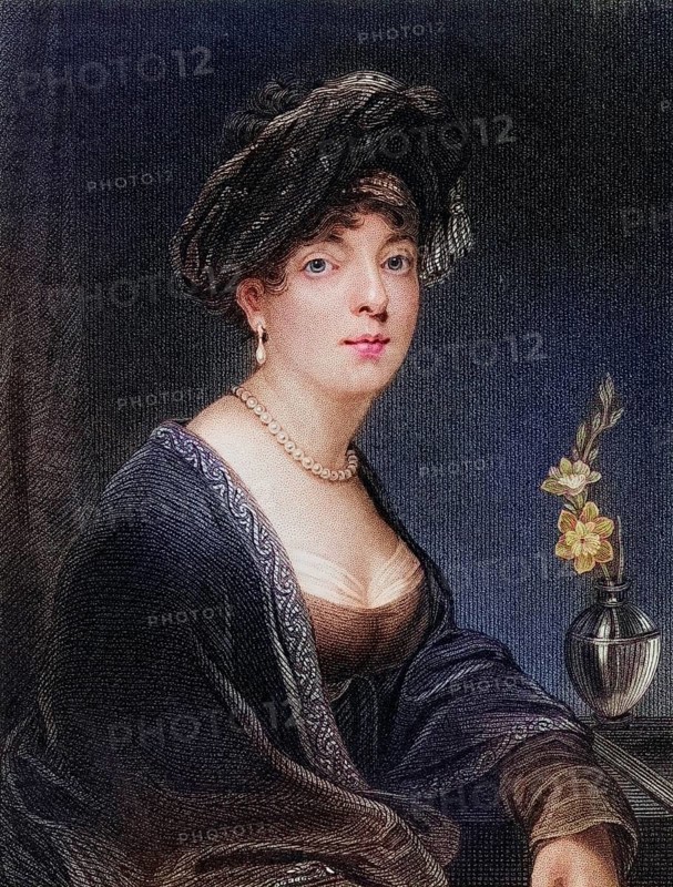 Elizabeth Sutherland-Gower. Marchioness of Stafford, Countess of Sutherland, Baroness of Strathnaver. 1765-1839. engraving by S. Freeman after T. Phillips. From the book National Portrait Gallery Volume I, published in 1830, digitally restored reproduction from a 19th century original, record date not stated