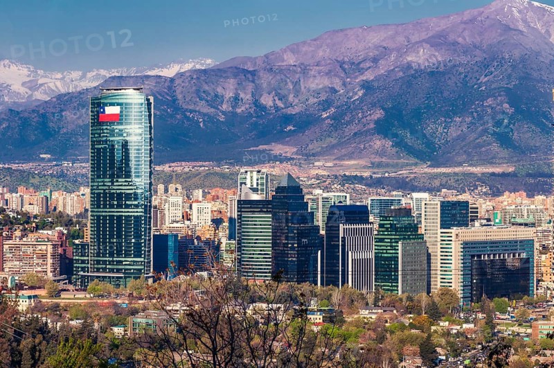 Skyline of Santiago de Chile with modern office buildings in 2010