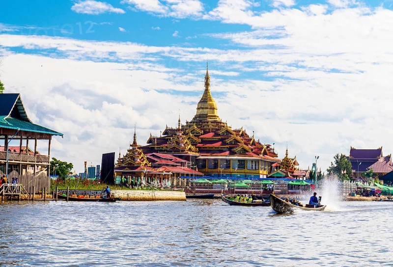 Pagoda at Inle lake in Myanmar