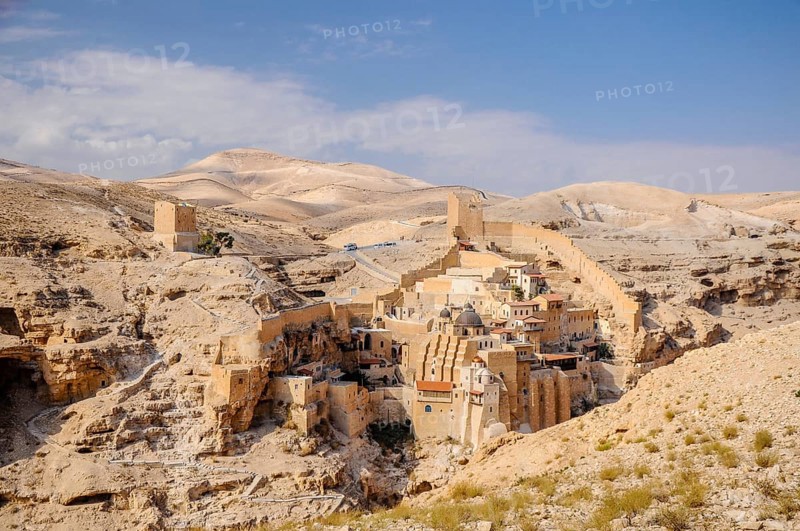 Looking at the greek orthodox Mar Sabas monastery from the opposite side of the Kidron Valley