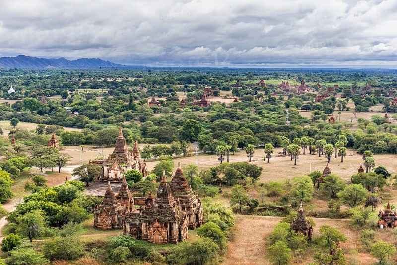 Pagodas and spires of the temples of the World Heritage at Bagan, Maynmar