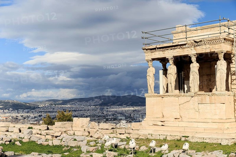 Beautiful view of Erechtheion in Athens Greece