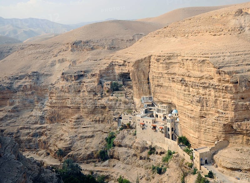 St. George Orthodox Monastery is located in Wadi Qelt. The sixth-century cliff-hanging complex, with its ancient chapel and gardens, is still inhabited